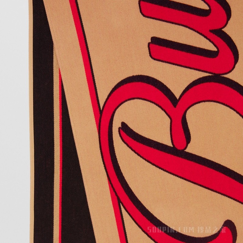 徽标装饰棉质围巾 (典藏米色)