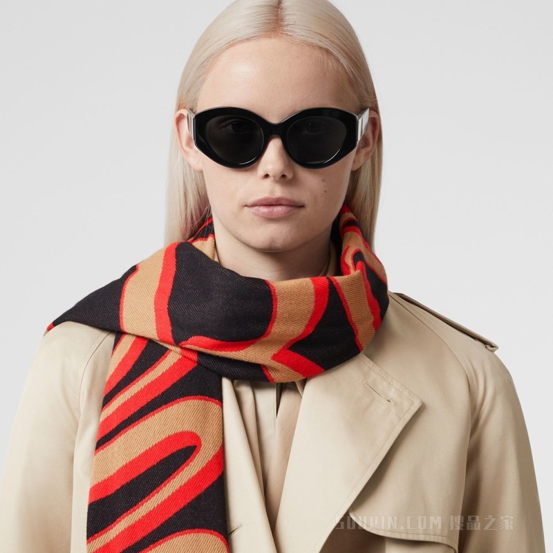 徽标装饰棉质围巾 (典藏米色)