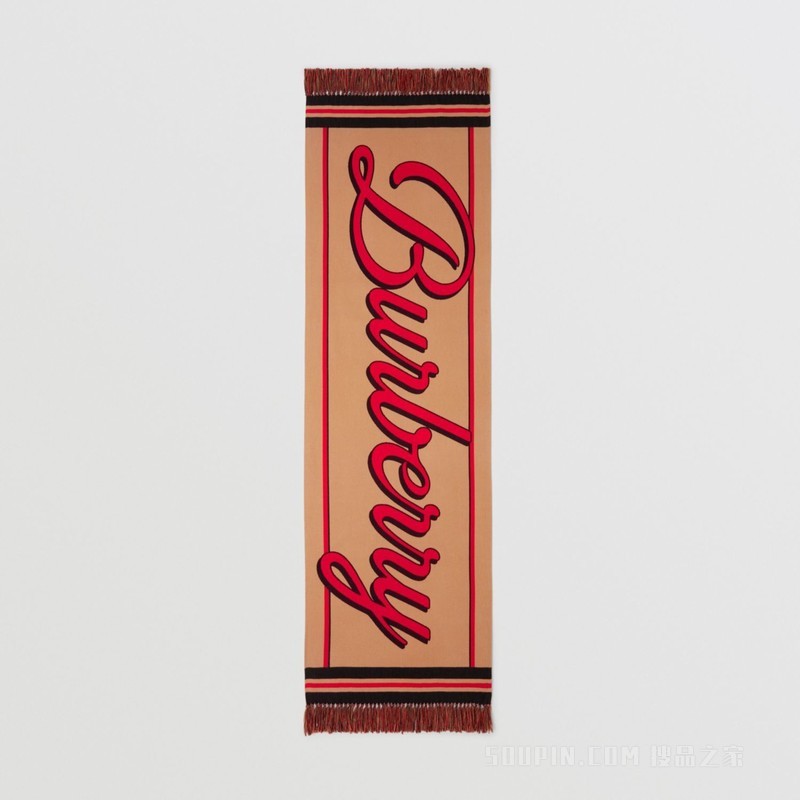 徽标装饰棉质围巾 (典藏米色)
