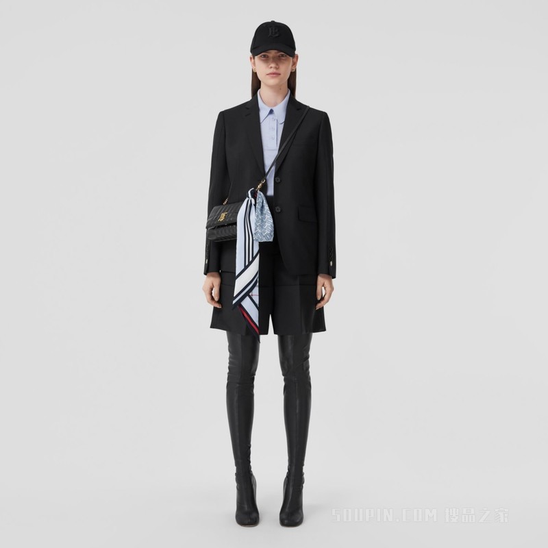 蒙太奇印花窄版丝巾 (浅蓝色) - 女士