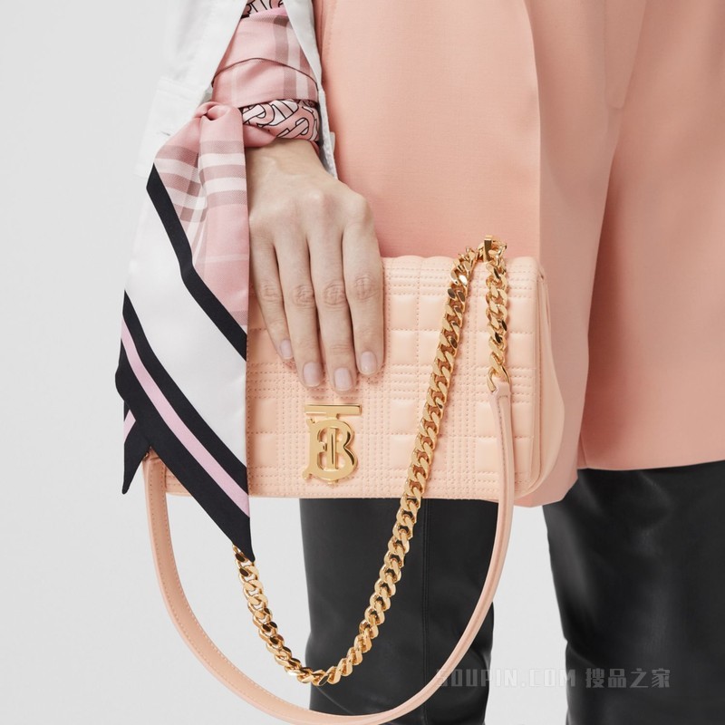 蒙太奇印花窄版丝巾 (胭红色) - 女士