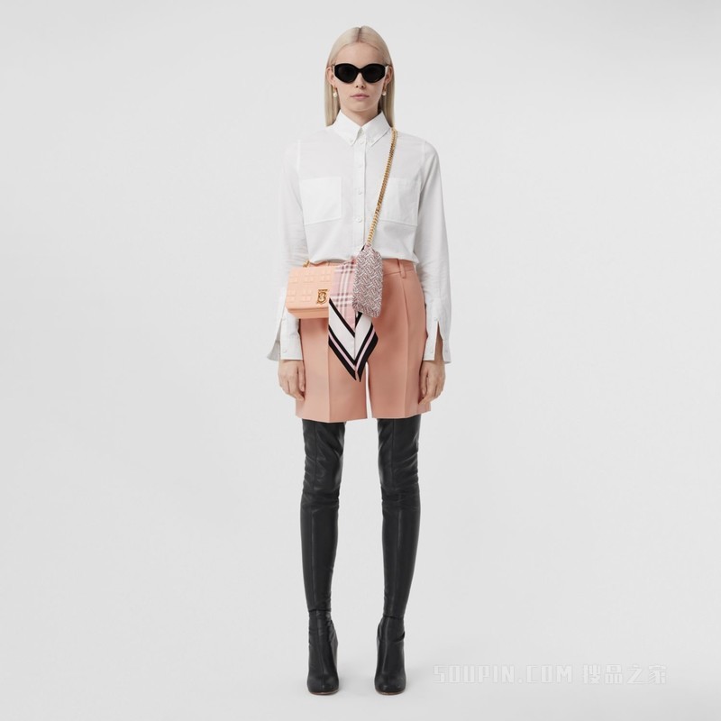 蒙太奇印花窄版丝巾 (胭红色) - 女士