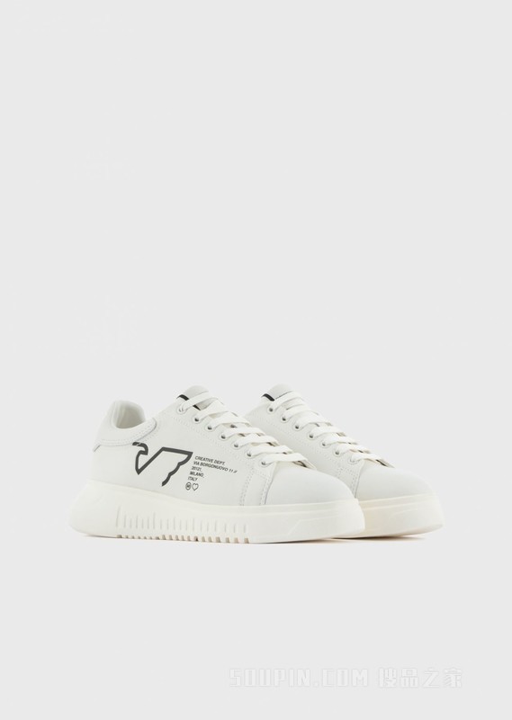 经典皮革系带运动鞋 | Emporio Armani