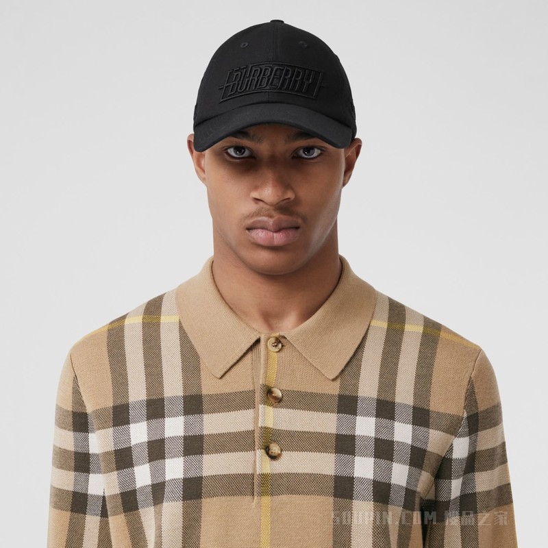 格纹丝毛混纺提花 Polo 衫 (松露色) - 男士