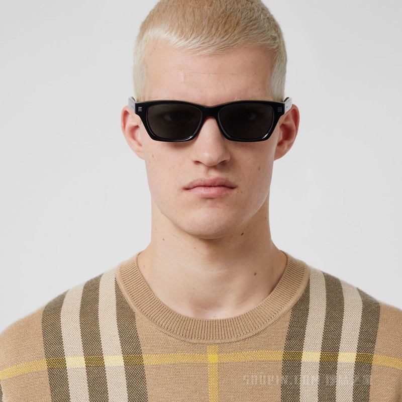 格纹提花丝毛混纺短袖上衣 (松露色) - 男士