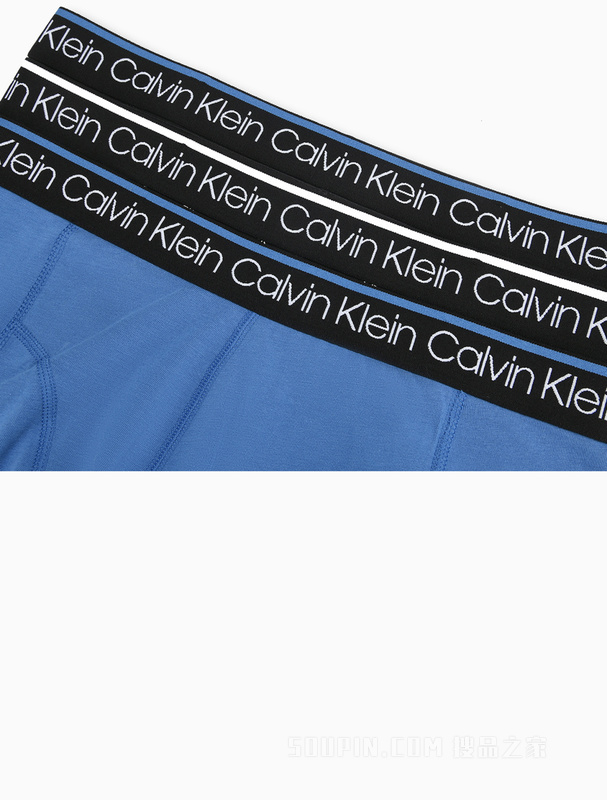 Calvin Klein 22春夏男三条装循环LOGO腰边棉质透气贴身平角内裤NP2421O