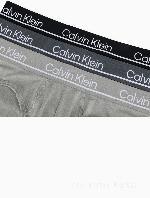 Calvin Klein 22春季男士三条装循环LOGO弹力轻薄透气三角内裤NP2442O