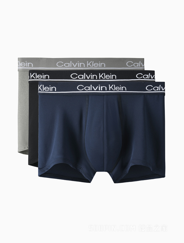 Calvin Klein 22春夏男士三条装循环LOGO弹力轻薄透气平角内裤NP2443O
