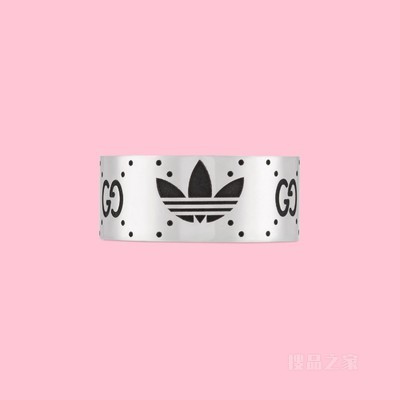 adidas x Gucci联名系列刻花宽版戒指 925纯银