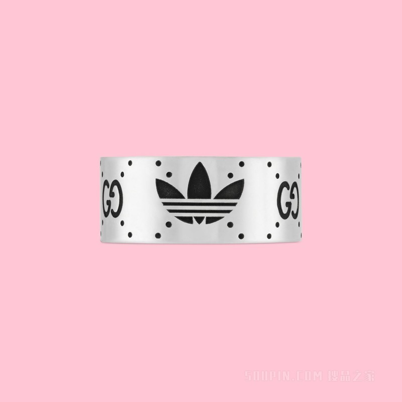 adidas x Gucci联名系列刻花宽版戒指 925纯银