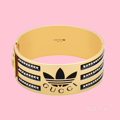 adidas x Gucci联名系列珐琅和水晶手镯 黄金色调金属