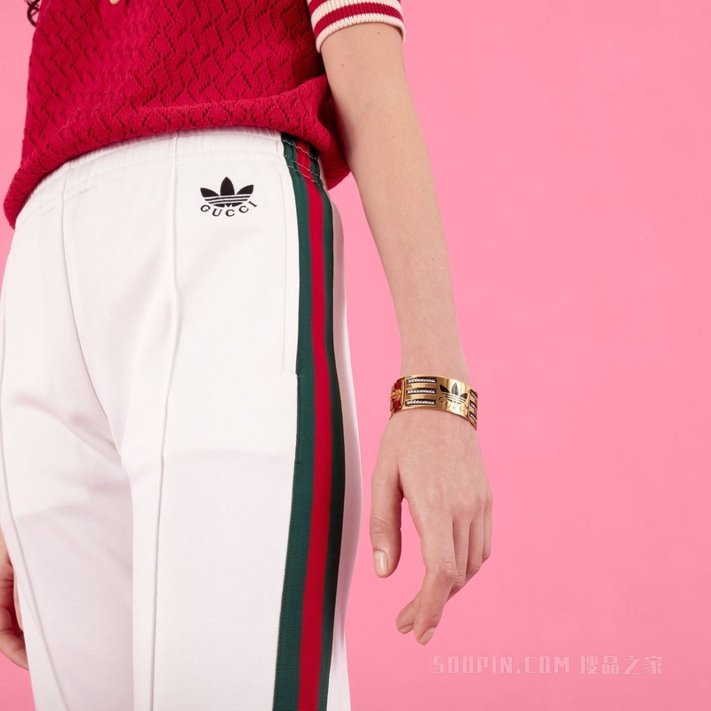 adidas x Gucci联名系列珐琅和水晶手镯 黄金色调金属
