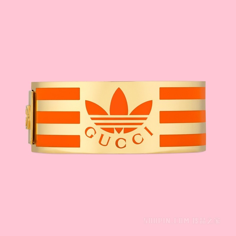 adidas x Gucci联名系列珐琅条纹手镯 黄金色调金属