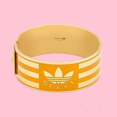 adidas x Gucci联名系列珐琅条纹手镯 黄金色调金属