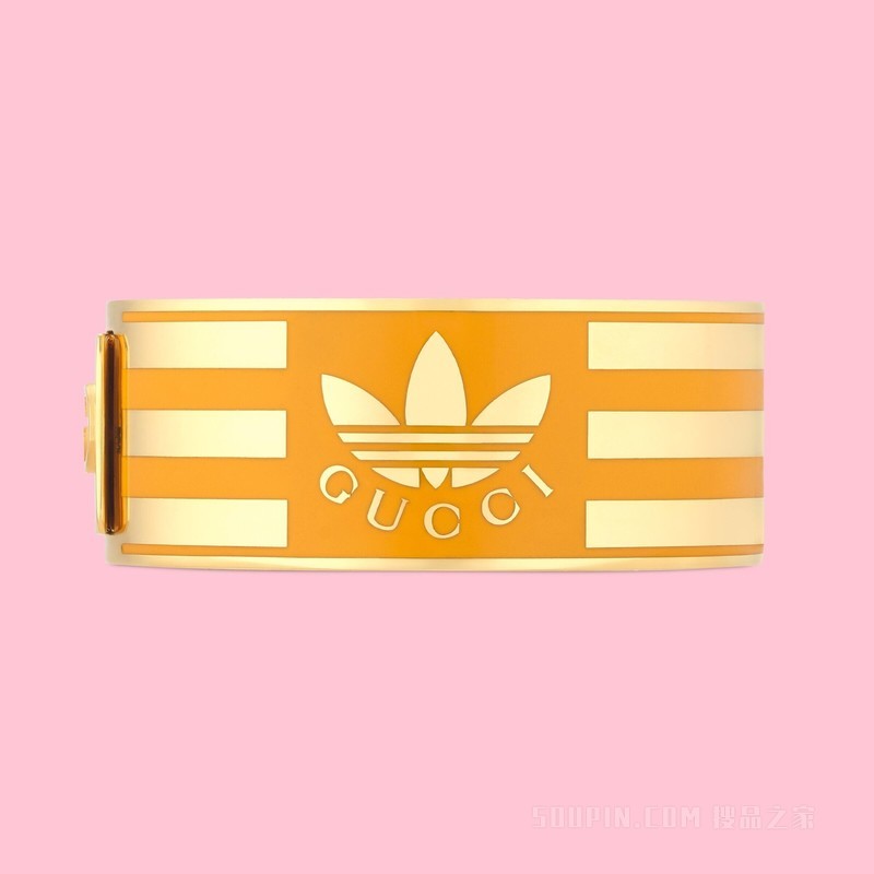 adidas x Gucci联名系列珐琅条纹手镯 黄金色调金属