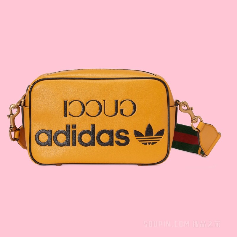 adidas x Gucci联名系列小号肩背包 黄色皮革