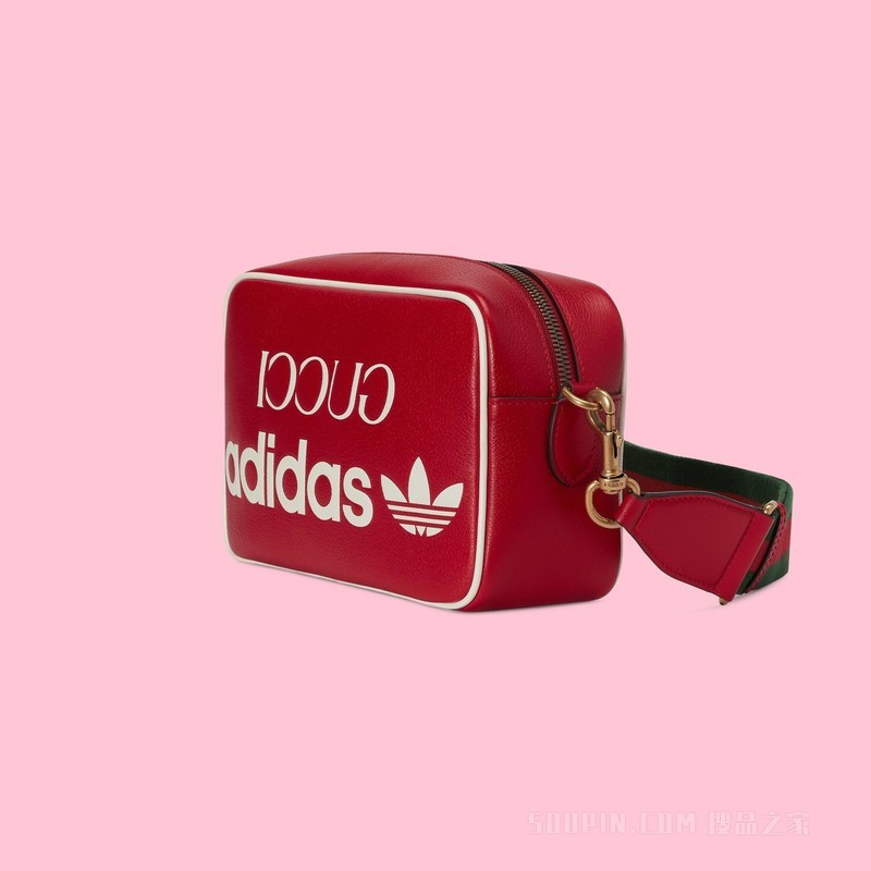 adidas x Gucci联名系列小号肩背包 红色皮革