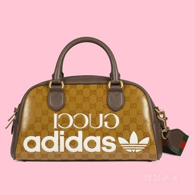 adidas x Gucci联名系列迷你旅行包 米色和棕色