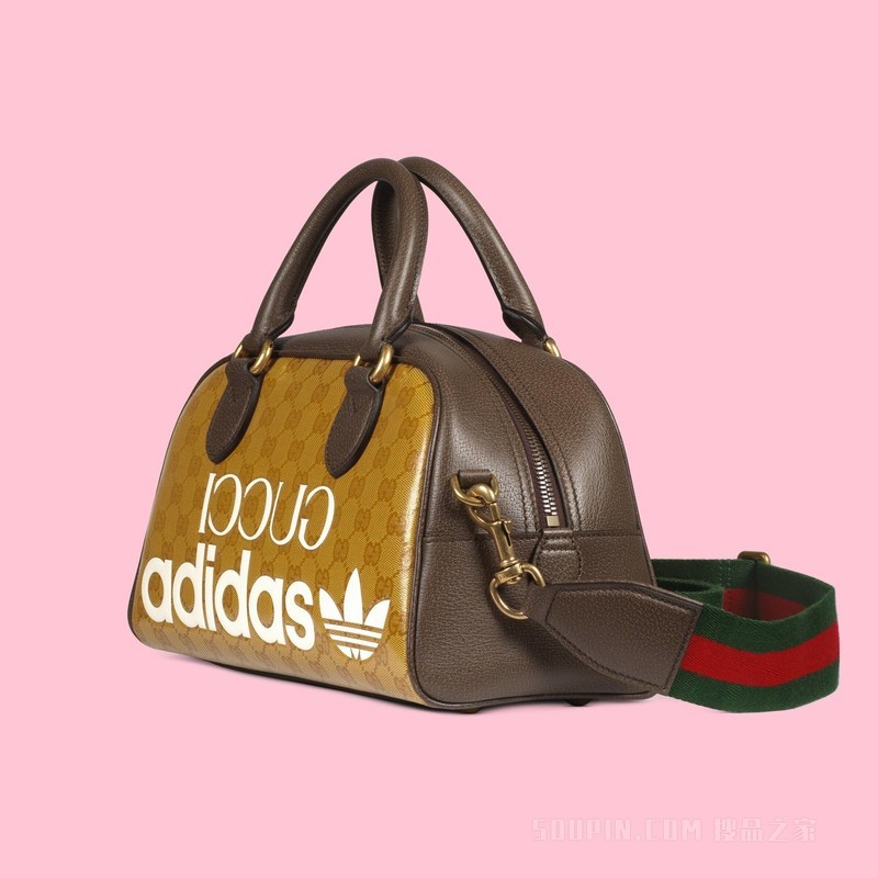 adidas x Gucci联名系列迷你旅行包 米色和棕色
