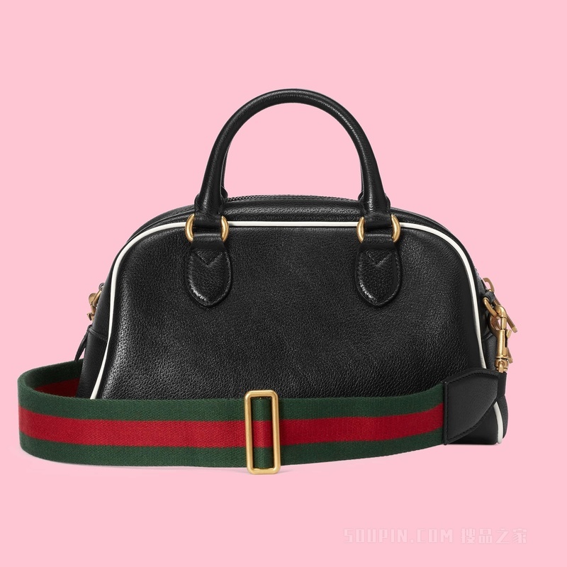 adidas x Gucci联名系列迷你旅行包 黑色皮革