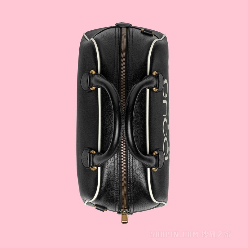 adidas x Gucci联名系列迷你旅行包 黑色皮革