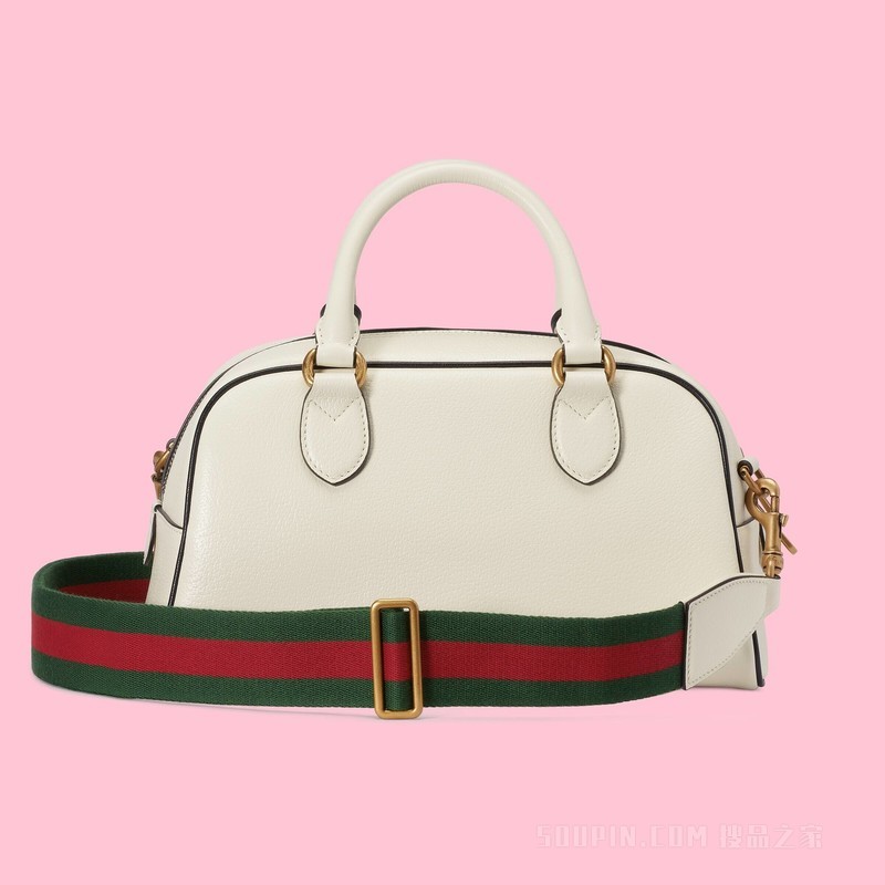 adidas x Gucci联名系列迷你旅行包 米白色皮革