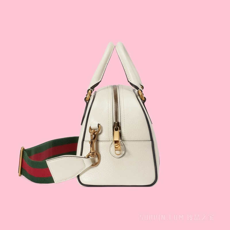 adidas x Gucci联名系列迷你旅行包 米白色皮革