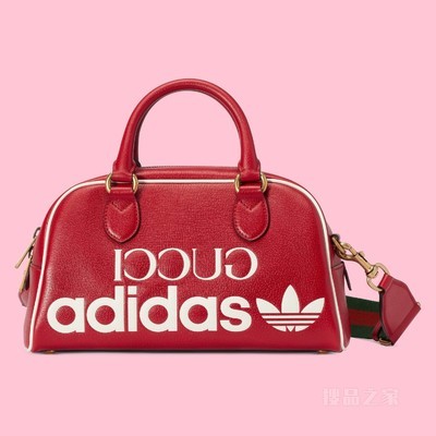 adidas x Gucci联名系列迷你旅行包 红色皮革