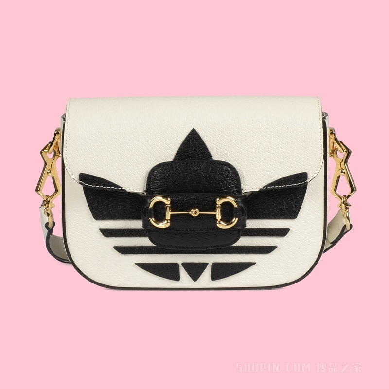 adidas x Gucci Horsebit 1955系列迷你手袋 白色和黑色皮革