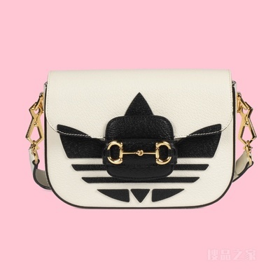 adidas x Gucci Horsebit 1955系列迷你手袋 白色和黑色皮革