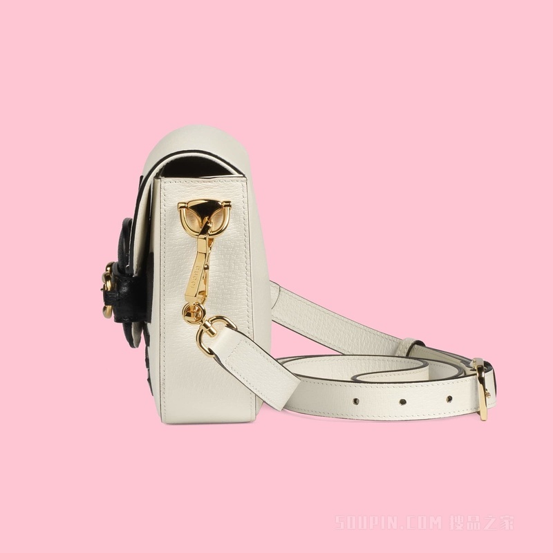 adidas x Gucci Horsebit 1955系列迷你手袋 白色和黑色皮革