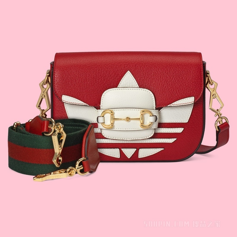 adidas x Gucci Horsebit 1955系列迷你手袋 红色皮革