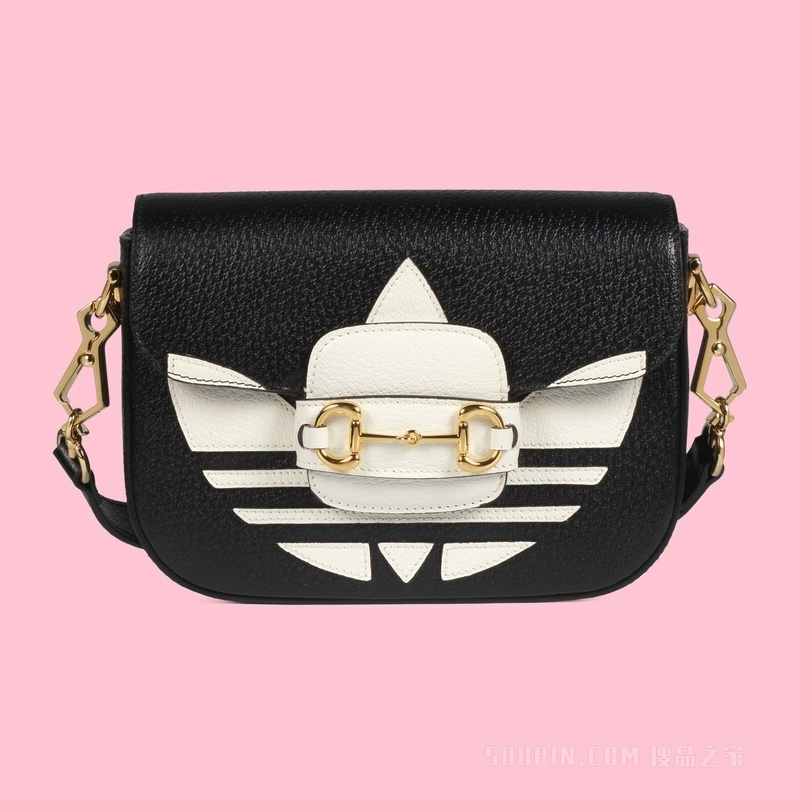 adidas x Gucci Horsebit 1955系列迷你手袋 黑色和白色皮革