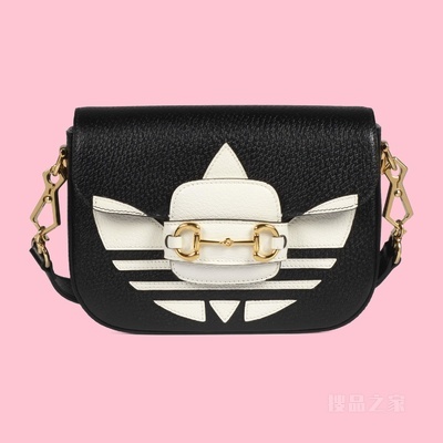 adidas x Gucci Horsebit 1955系列迷你手袋 黑色和白色皮革