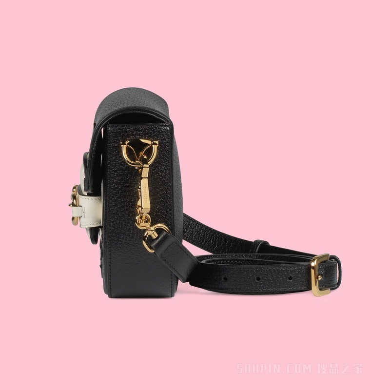 adidas x Gucci Horsebit 1955系列迷你手袋 黑色和白色皮革