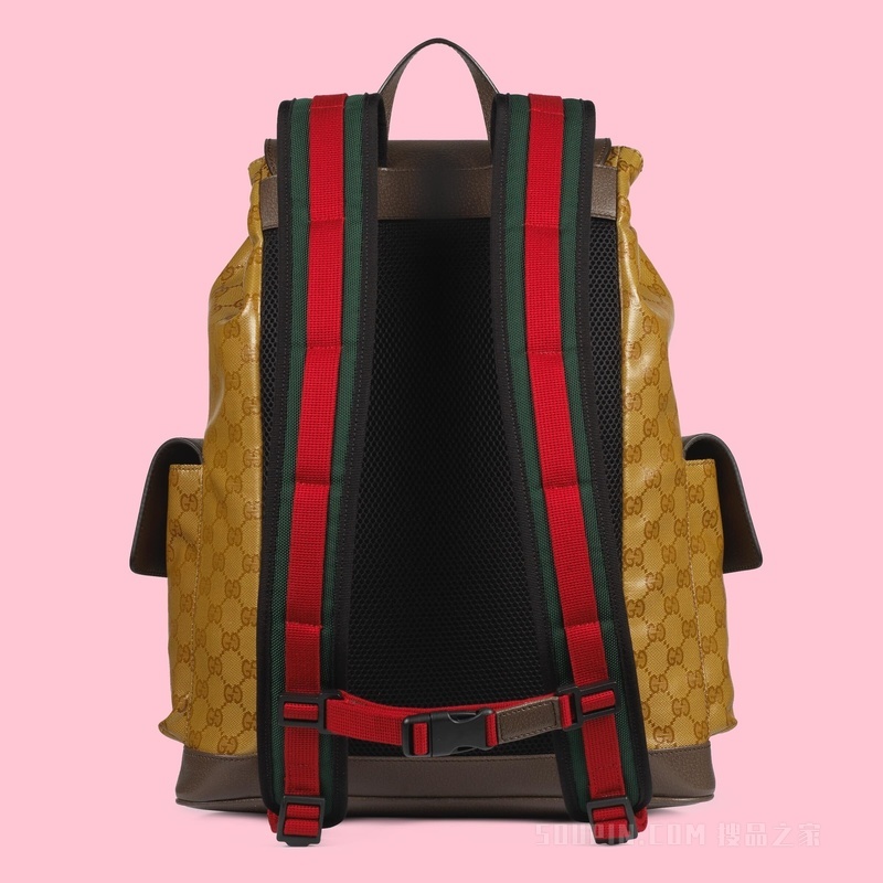 adidas x Gucci联名系列背包 米色和棕色水晶帆布