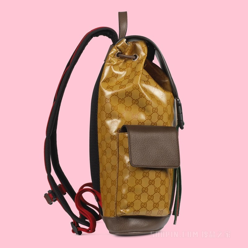adidas x Gucci联名系列背包 米色和棕色水晶帆布