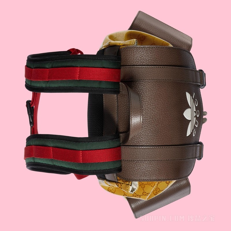 adidas x Gucci联名系列背包 米色和棕色水晶帆布