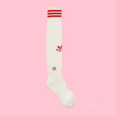 adidas x Gucci联名系列棉质长袜 白色和酒红色