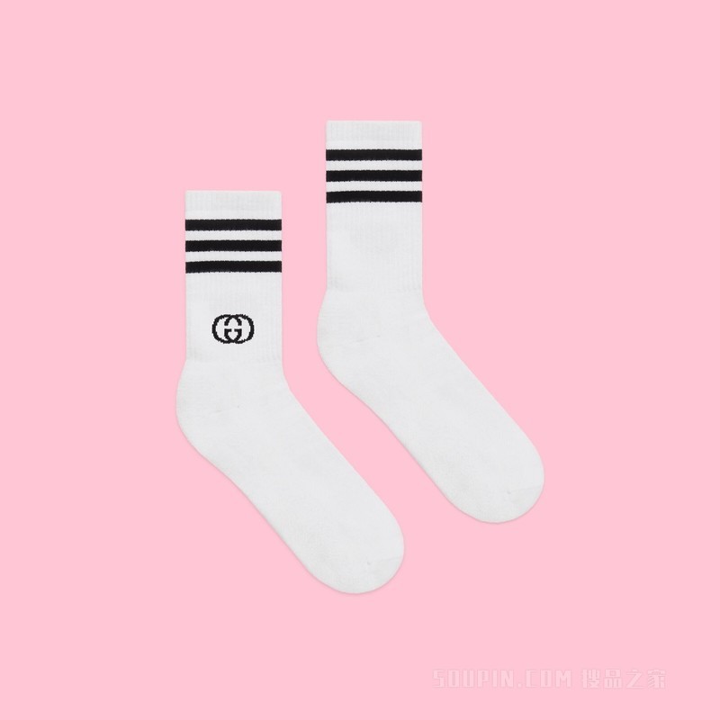 adidas x Gucci联名系列中筒袜 白色和黑色