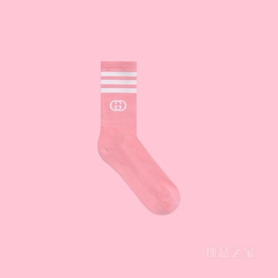 adidas x Gucci联名系列中筒袜 粉色和白色