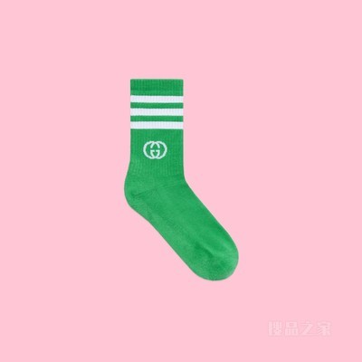 adidas x Gucci联名系列中筒袜 绿色和白色