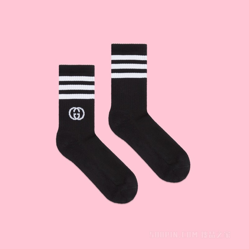 adidas x Gucci联名系列中筒袜 黑色和白色