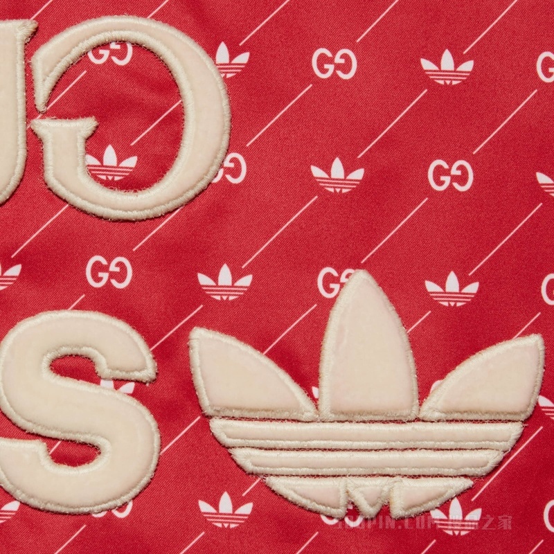 adidas x Gucci醋纤夹克 粉色、红色和深蓝色