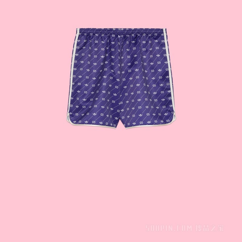 adidas x Gucci联名系列Trefoil印花短裤 蓝色