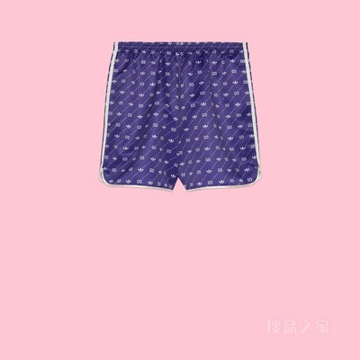 adidas x Gucci联名系列Trefoil印花短裤 蓝色