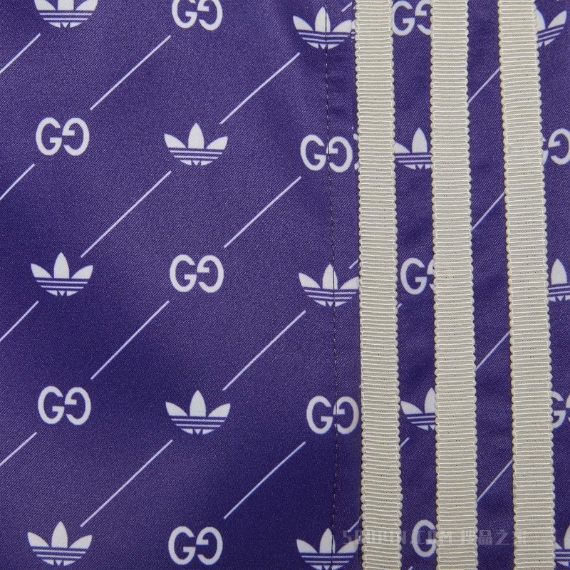 adidas x Gucci联名系列Trefoil印花短裤 蓝色