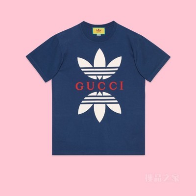 adidas x Gucci联名系列针织棉T恤 蓝色