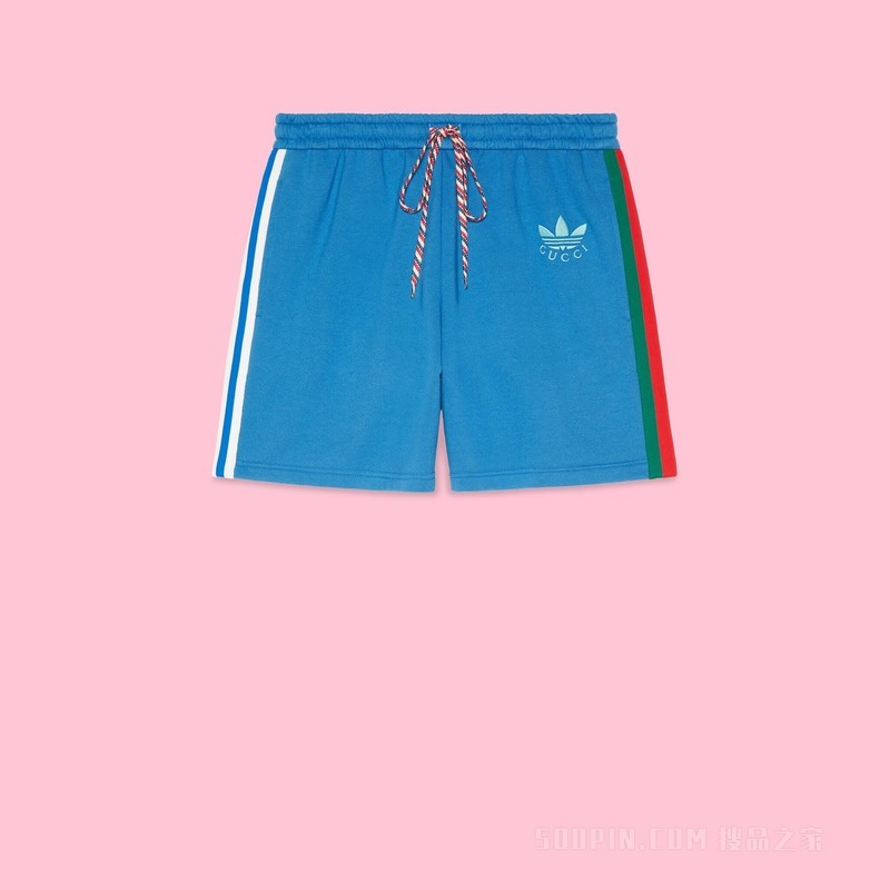 adidas x Gucci联名系列针织棉短裤 蓝色