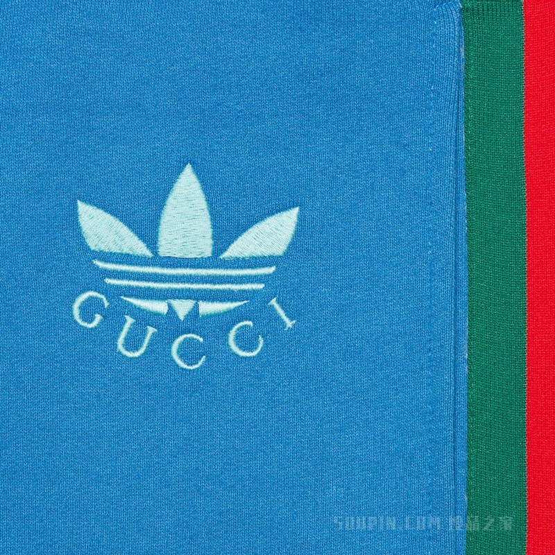 adidas x Gucci联名系列针织棉短裤 蓝色